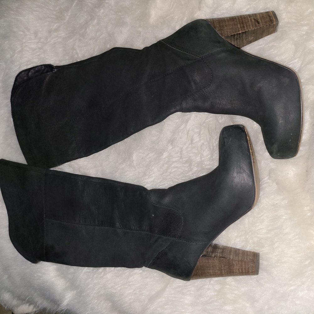 Steve Madden S 8.5 (Rocket) Black Leather Knee High Boots